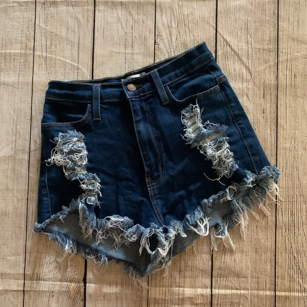 sophie & trey cut off distressed denim shorts